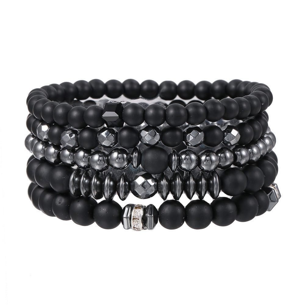 Wholesale New Men's Beaded Cross Bracelet Set